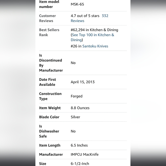 ❤️BUY 2 GET 1 FREE BMAC Knife Professional series 6.5" Santoku w/ dimples MSK-65 - Picture 11 of 16